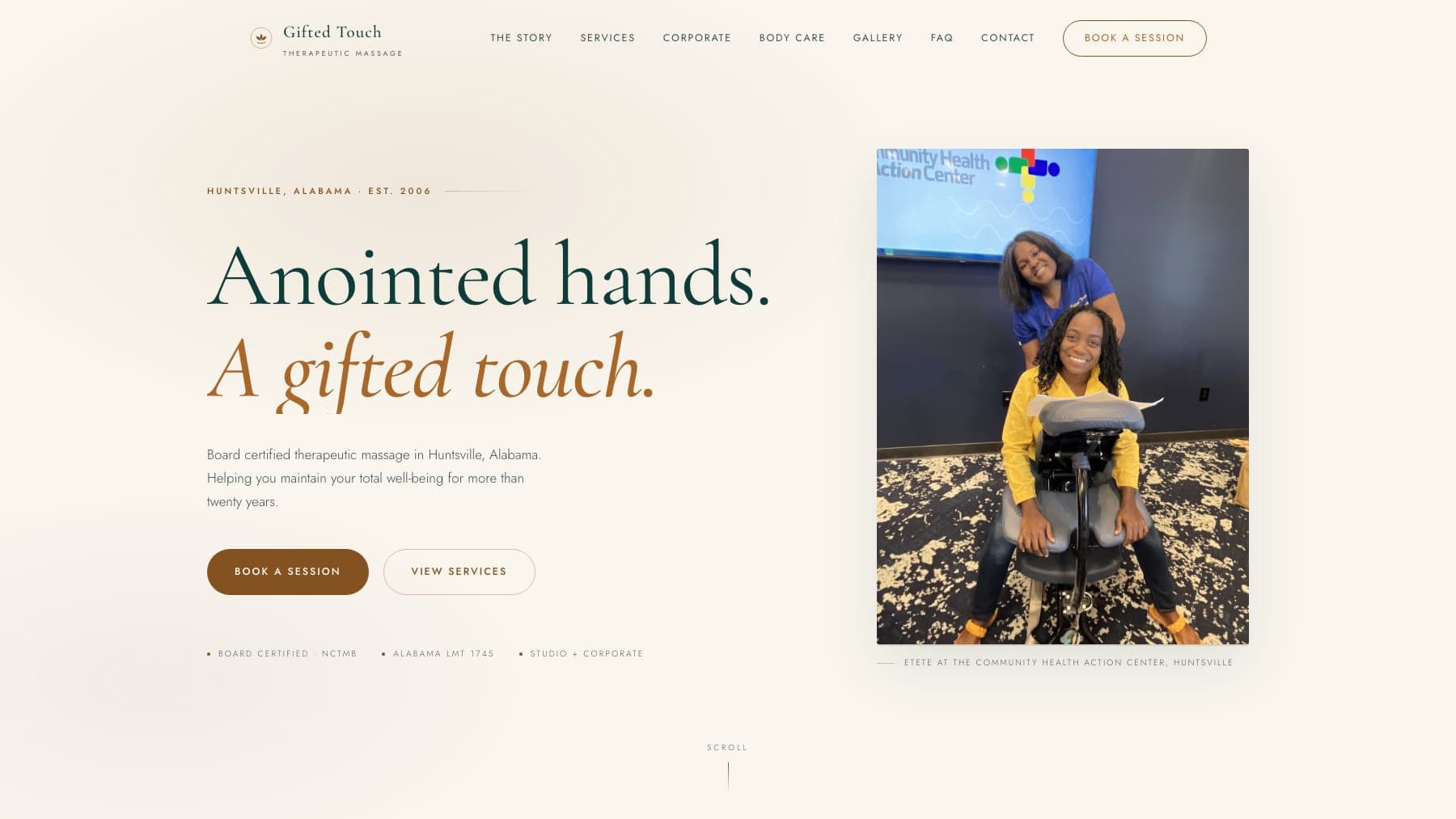 Gifted Touch Therapeutic Massage site preview