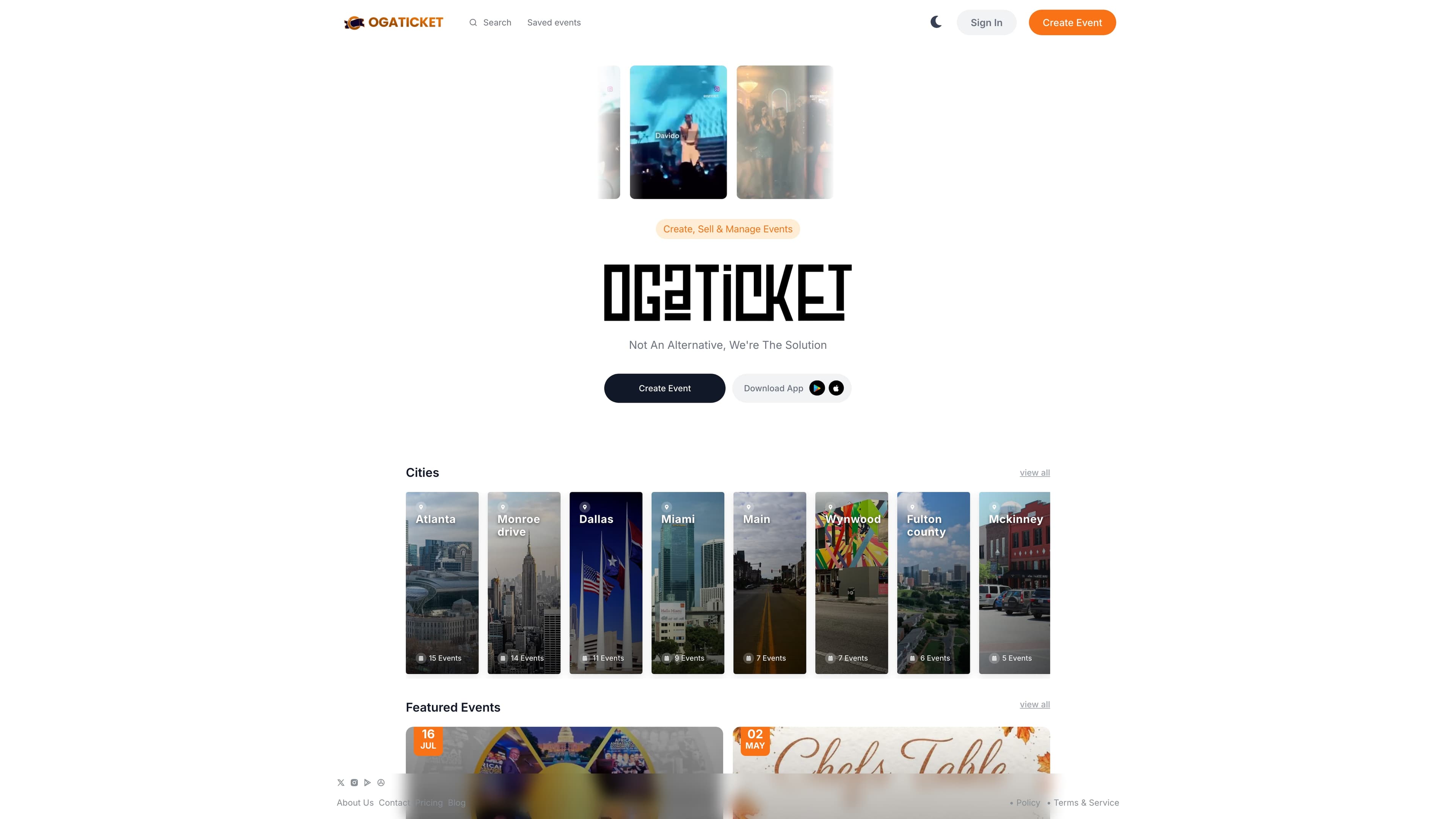 OgaTicket site preview